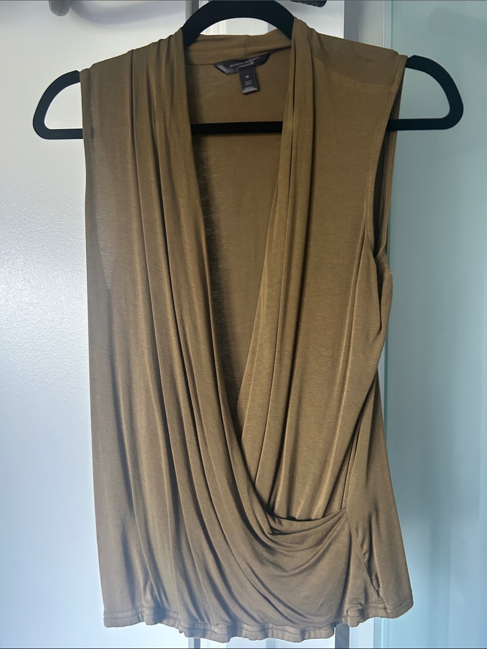 Worthington Olive Draped Sleeveless Crossover Tank